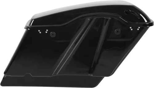 Vista 7 de XFMT Alforjas rígidas extendidas de 5 pulgadas para motocicleta, color negro vivo, con pestillos negros para Harley Touring Road King Street Glide