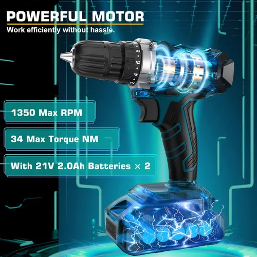 Vista 4 de Sundpey 255-PC Portable Home and Auto Tool Kit Set with 21V Cordless Drill