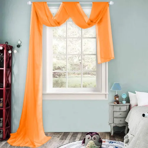 Vista 22 de HUTO Cenefa de gasa suave para ventana, color beige, para habitación de niñas, toldo de cama, 1 panel de 52 x 144 pulgadas de largo