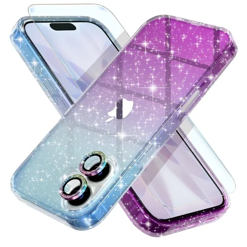 Vista 59 de Choiche, funda para iPhone 14 de mujer, brillante, protección de grado militar, 2 cubiertas de lentes de cámara Diamond, 2 protectores de vidrio