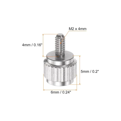 Vista 2 de HARFINGTON 4 pinzas Vernier tornillos de bloqueo M2x4mm cabeza plana redonda moleteada pulgar perilla pernos
