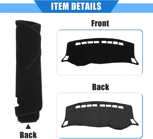 Vista 5 de Funda protectora de poliéster para salpicadero de automóvil compatible con Nissan Sentra 2012-2019, protector de poliéster negro para consola