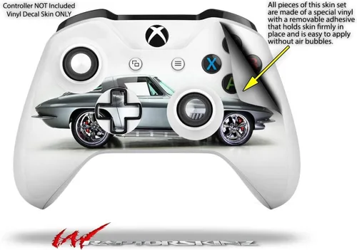 Vista 2 de Decal Skin Wrap Set works with 2016 and newer XBOX One S X Controller 1967 Corvette Silver Bullet (CONTROLLER NOT INCLUDED)