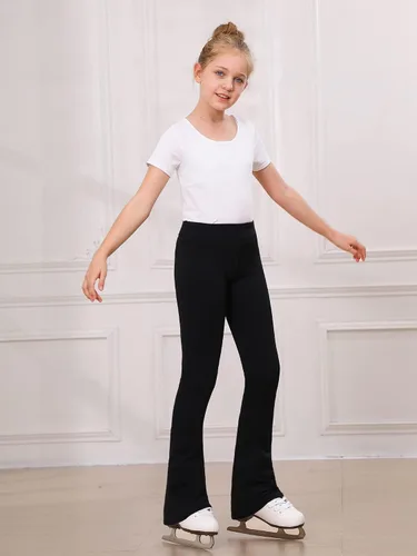 Vista 5 de Stelle Pantalones de patinaje artístico para niña, leggings de patinaje sobre hielo, forro polar cálido, ropa de entrenamiento