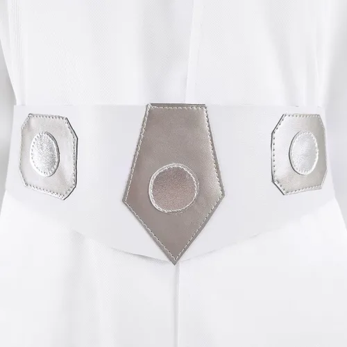 Vista 6 de Princesa Leia - Bata con capucha blanca con capucha, vestido de Leia, bata Jedi, capa con capucha, uniforme de Halloween, para niñas y adultos