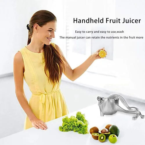 Vista 7 de Exprimidor manual de frutas de acero inoxidable Exprimidor de mano de aleación resistente portátil Exprimidor de limón naranja exprimidor de cítricos