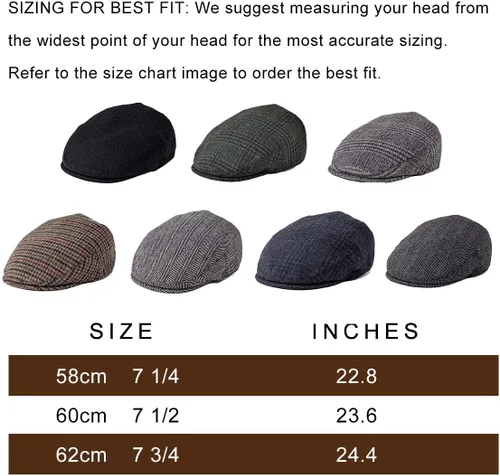 Vista 7 de Gorra de lana Tweed Newsboy Ivy Gatsby Golf Flat Hat para hombre