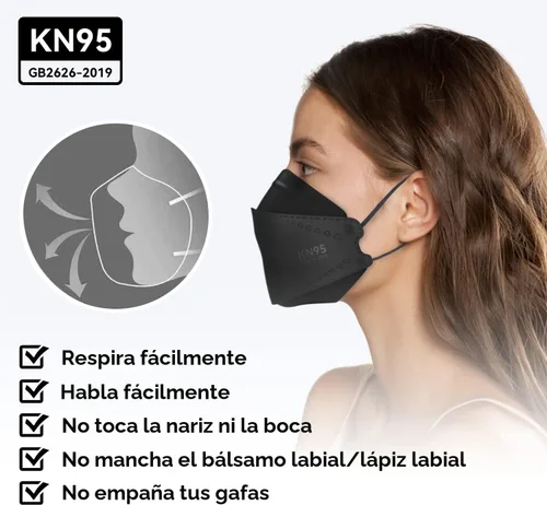 Vista 5 de Keangs - KN95 - Mascarillas faciales desechables suaves y cómodas para adultos y adolescentes, paquete de 50 unidades, color negro