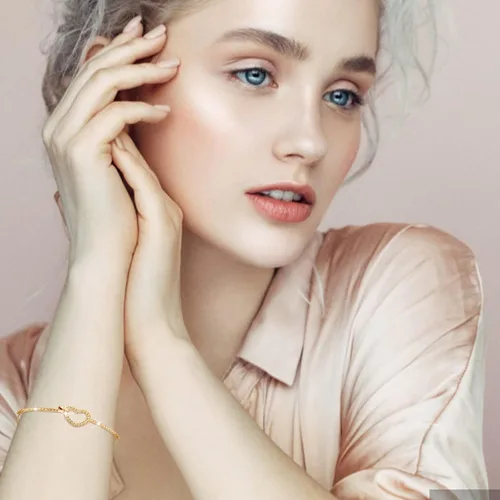 Vista 5 de Pulsera de aleación clásica de corazón para mujer pulsera de cristal con diamantes de imitación joyería de moda boda para niñas