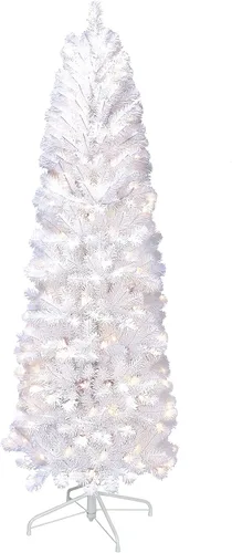 Vista 7 de Puleo International Árbol de Navidad artificial preiluminado de 4.5 pies con 150 luces, color blanco