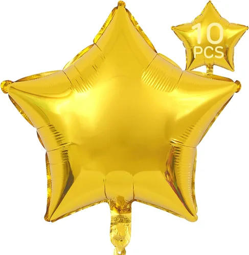 Vista 7 de Globos de estrella beige de 18 pulgadas, 10 globos de Mylar de forma estrella beige con revestimiento metálico de helio para decoraciones de fiesta