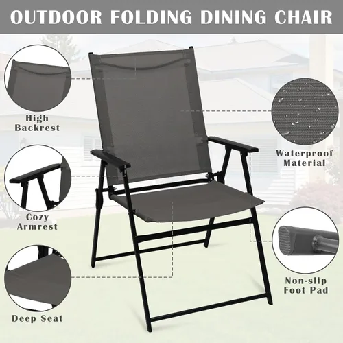 Vista 3 de YLGJ&TIDY Juego de 4 sillas plegables para exteriores, sillas de comedor apilables para exteriores con respaldo, sillas plegables portátiles