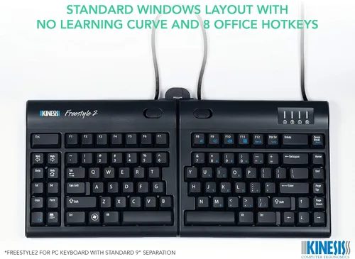 Vista 2 de Kinesis Teclado ergonómico Freestyle2 para PC (separación extendida de 20")