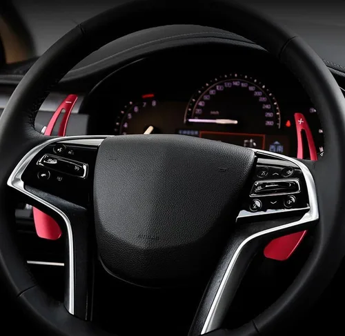 Vista 2 de iJDMTOY Deportes Rojo CNC Billet Aluminio Grandes Extensiones de Paleta Compatible con Cadillac XTS 2013-2019
