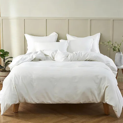 Vista 25 de Simple&Opulence - Juego de funda de edredón de lino francés 104"x 92" - 5 piezas (1 funda de edredón, 4 fundas de almohada) - Mezcla de lino natural