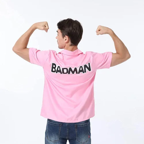 Vista 5 de Camisa de hombre de anime de Halloween camisa Badman camisa rosa Vegeta ropa diaria cuello básico de verano camisas tejidas de manga corta Rosado