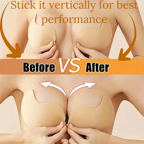 Vista 3 de Sticky Bra Adhesive Bra,Strapless, Backless Reusable,Silicone Bra,Sticky Push-Up Bra & Nipple Pasties 5pcs