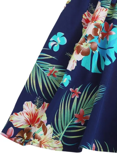 Vista 3 de Romwe Vestido de verano para niña con estampado floral bohemio sin mangas Blanco
