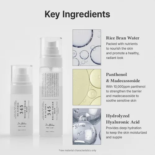 Vista 5 de Dr.Althea 345 Relief Cream Mist Bruma facial hidratante con extracto de arroz Cuidado calmante para pieles sensibles Cuidado de la piel vegano