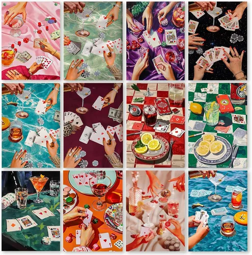 Vista 32 de KICHANG Juego de 4 piezas de pintura de diamante vintage rosa para adultos, kits de arte de diamantes 5D, diamantes redondos de taladro completo