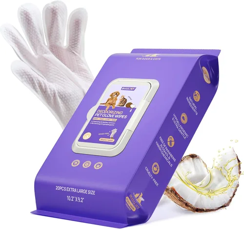 Vista 15 de HICC PET Toallitas desodorizantes de limpieza para perros y gatos, hipoalergénicas, hidratantes y nutritivas para guantes de aseo de mascotas