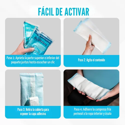 Vista 4 de ICEWRAPS Almohadillas frías posparto instantáneas para mujeres después del nacimiento: bolsas de hielo perineales para cuidado posparto, fáciles