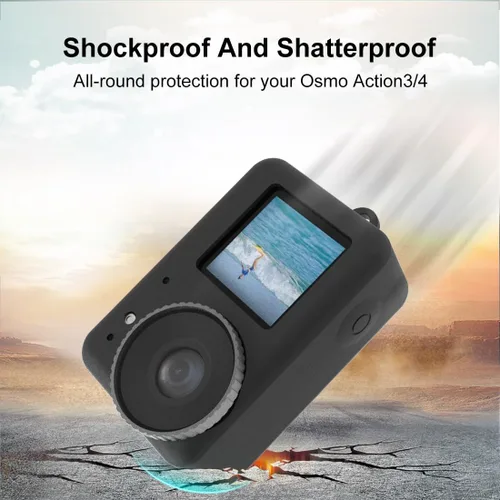 Vista 6 de Funda protectora de silicona para DJI Osmo Action 5 Pro / 4/3 con tapa de lente (negro)