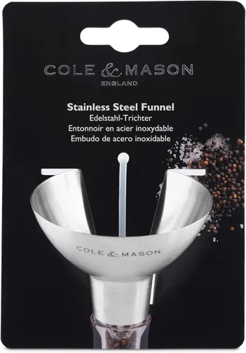 Vista 2 de COLE & MASON Embudo de sal y pimienta de acero inoxidable – Embudo pequeño
