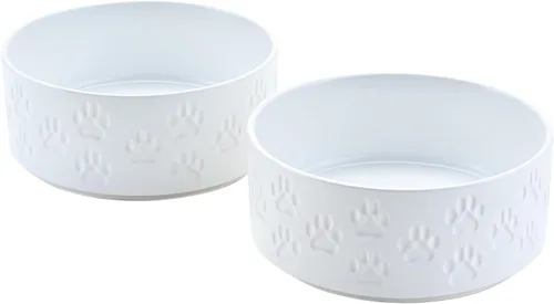 Vista 13 de SPUNKYJUNKY Cuencos elevados de cerámica para perros, 5.1 pulgadas, para comida de perros y gatos, cuencos elevados con soporte de bambú Verde oscuro