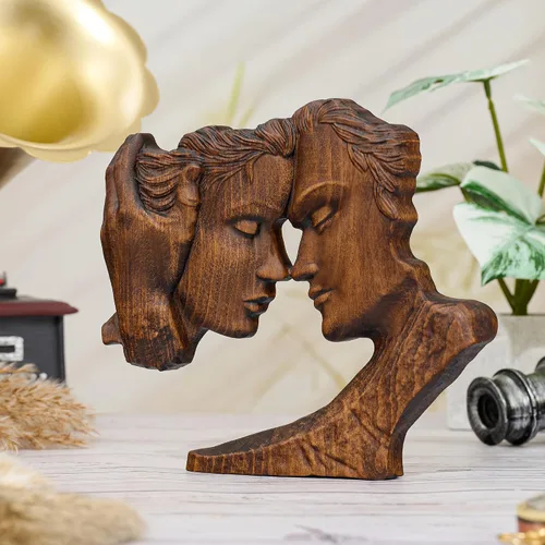 Vista 5 de BGCOPPER Estatua de madera para pareja, esculturas abstractas de pareja para decoración del hogar, regalo de mujer para aniversario, boda