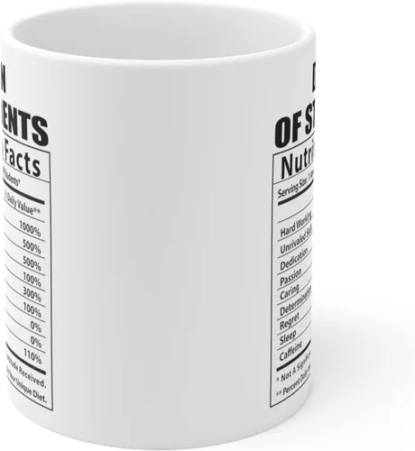 Vista 2 de Taza de café divertida de decano de estudiantes con datos nutricionales, regalos de cumpleaños, taza de nutrición de Navidad 2026, color blanco