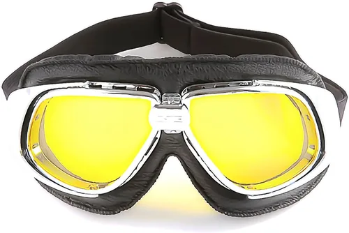 Vista 15 de Anteojos de seguridad para motociclismo, motonetas, medio casco clásico para Vespa, estilo aviador, plegable con lentes transparentes T008 Marco