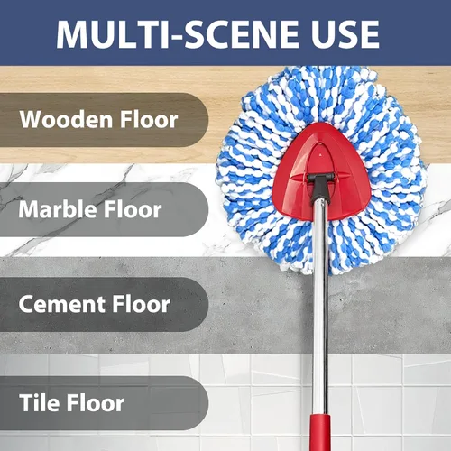 Vista 7 de Nuorest - Juego de repuesto para trapeador giratorio para sistema RinseClean de 2 tanques Includes 2 Microfiber Mop Heads, 1 Adjustable Spin Mop