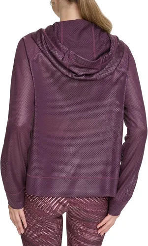 Vista 4 de DKNY Sudadera con capucha de malla Sprint con cremallera para mujer