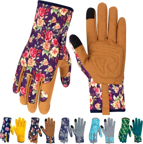 Vista 32 de Guantes de Jardinería de Cuero MERTURN para Mujeres, Guantes de Jardín a Prueba de Espinas, Guantes de Trabajo Compatibles con Pantalla Táctil
