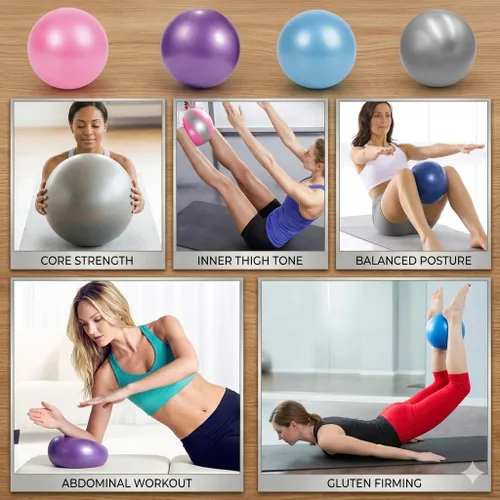 Vista 4 de Pilates Ball 9 Inch - Mini Exercise Ball Yoga, Barre, Core Training, Physical Therapy, Anti-Burst & Non-Slip