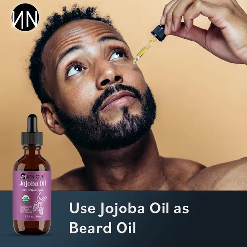 Vista 8 de Natnique Aceite de jojoba orgánico, cepillo incluido, certificado USDA, prensado en frío, sin refinar y sin hexano, hidratante puro para cabello