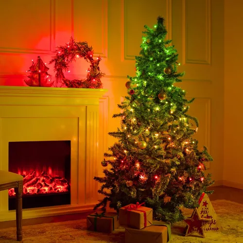 Vista 6 de YEELIGHT Luces de Navidad inteligentes, 200 luces LED de 66 pies que cambian de color con control remoto y conexión Bluetooth, cadena de luces LED
