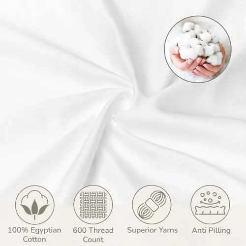 Vista 4 de Funda de edredón 100% algodón egipcio, color blanco, tamaño King, colección de hotel de lujo, ultra suave y transpirable, tejido satinado, cierre