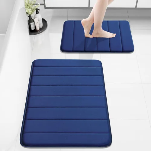 Vista 35 de Buganda Juego de 2 alfombras y tapetes de baño de espuma viscoelástica, lavables a máquina, suaves, antideslizantes, absorbentes, para baño, ducha