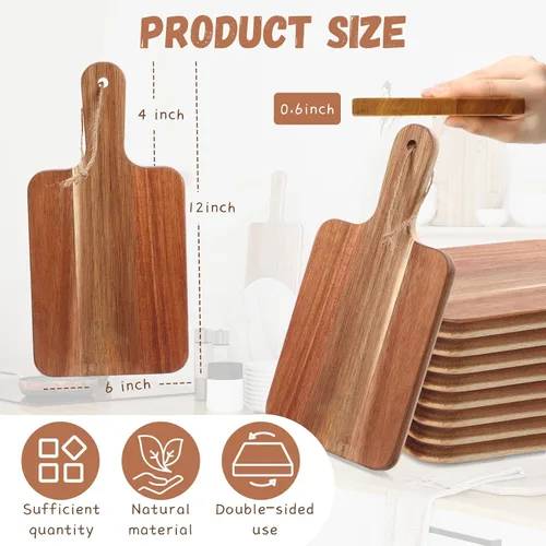 Vista 2 de Geetery 16 Piezas Tablas de Cortar de Madera de Acacia a Granel Tablas de Cortar de Cocina de Madera con Mango Bandeja de Servir Charcutería