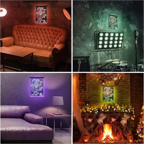 Vista 6 de ADVPRO Dragón chino en la nube palabra tricolor LED neón signo verde y rojo y amarillo 7.9 x 12.6 pulgadas st9s23-i3225-gry