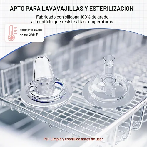 Vista 8 de Kit de conversión de vasos para sorber de paja para biberones Mam, parte superior suave y popote con peso, kit de transición con asas, paquete de 3