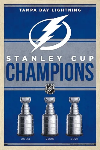 Vista 7 de Trends International NHL Tampa Bay Lightning - Póster de pared Champions 23, 22.4 pulgadas de largo x 14.7 pulgadas, versión enmarcada de madera