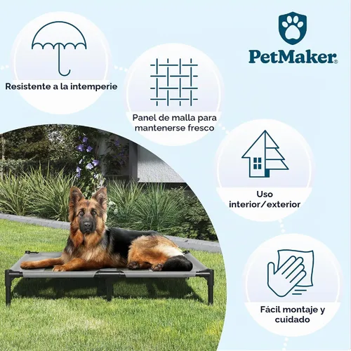 Vista 3 de PETMAKER - Cama elevada para perros, cama portátil para mascotas de 36 x 29.75 pulgadas con pies antideslizantes, cuna para perro o colchón para Gris