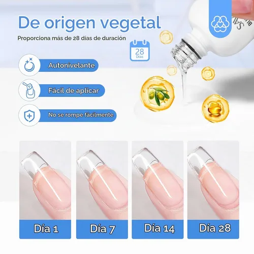 Vista 6 de SAVILAND Clear Builder - Kit de gel para uñas base y aceite de ricino, vitamina E