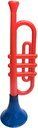 Vista 3 de Trompetas de plástico coloridas (13 pulgadas) juguetes musicales para niños, instrumentos para hacer ruido para fiestas y eventos, recuerdos