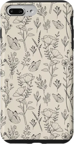 Vista 12 de Black & Cream Butterfly Meadow Botanical Wildflower Pattern Case for iPhone 17