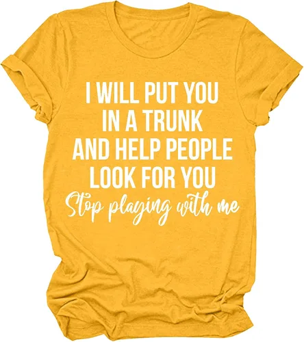 Vista 4 de Holzkary Graphic - Camiseta de manga corta para mujer con texto en inglés Stop Play With Me