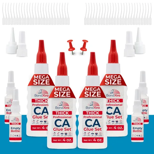 Vista 15 de Pegamento CA mediano de 2 onzas para carpintería, kit de superpegamento premium para torneado de madera con botellas adicionales, tapas